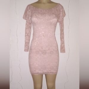 Flounce London  Elegant  Lace Dress in Light Pink Size 2